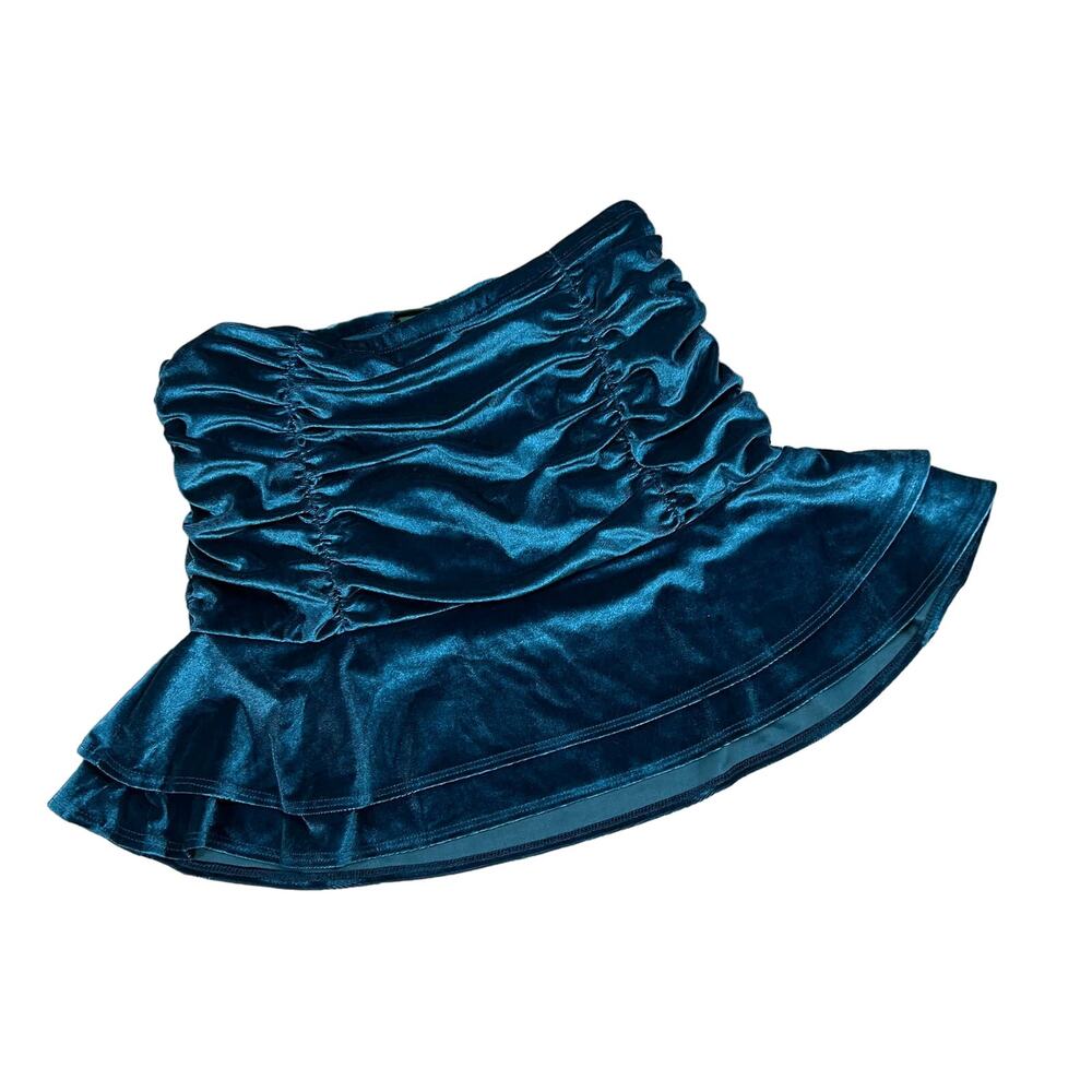 Wild Fable Women's Dark Teal Blue Ruched Tiered Mini Skirt - Size XS - NWT